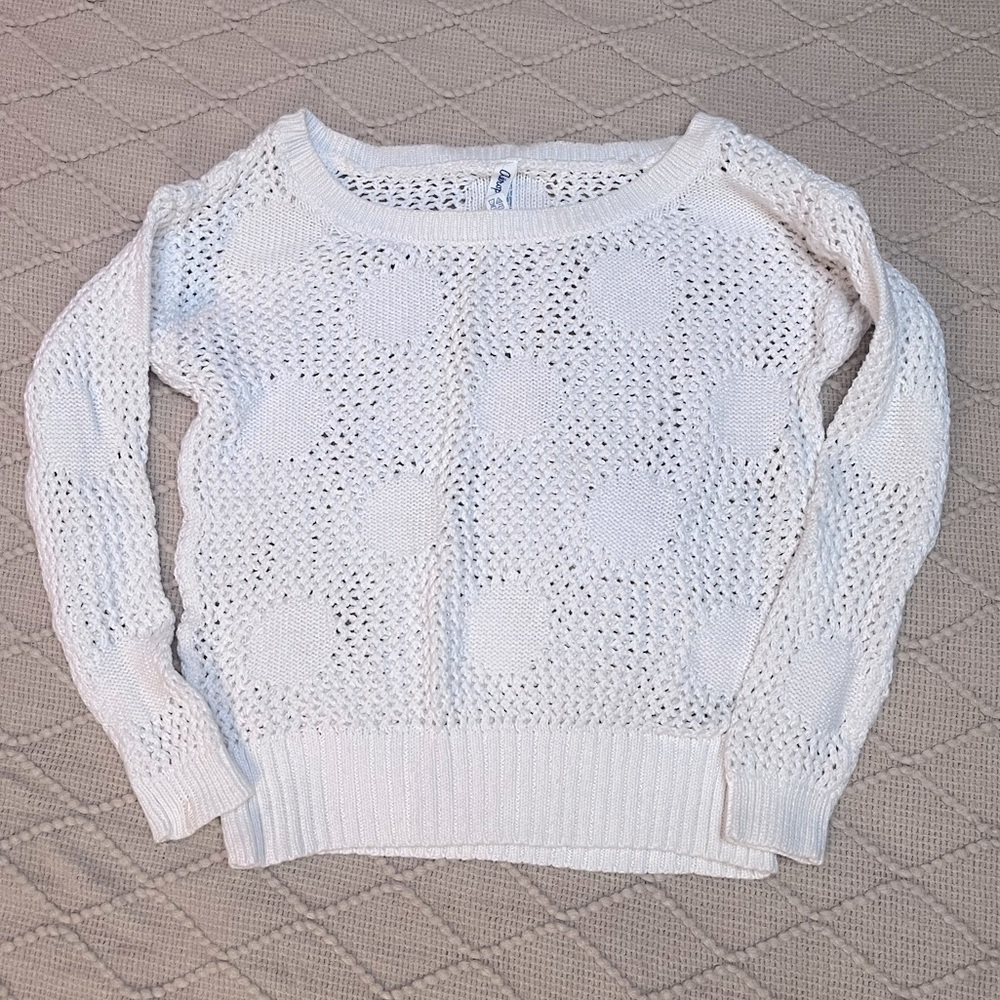 Aeropostale White Polka Dot Thin Sweater Small
